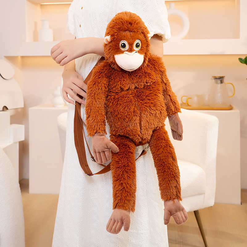 Stuffed Plush Cute orangutan gibbon plush doll monkey crossbody backpack toy H241203