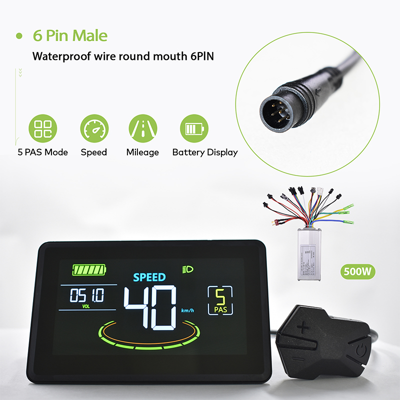 High Performance 350W Brushless Control Module for Electric Scooters & Bicycles with Multicolor LCD Monitor - Supports 24V/36V/48V Systems