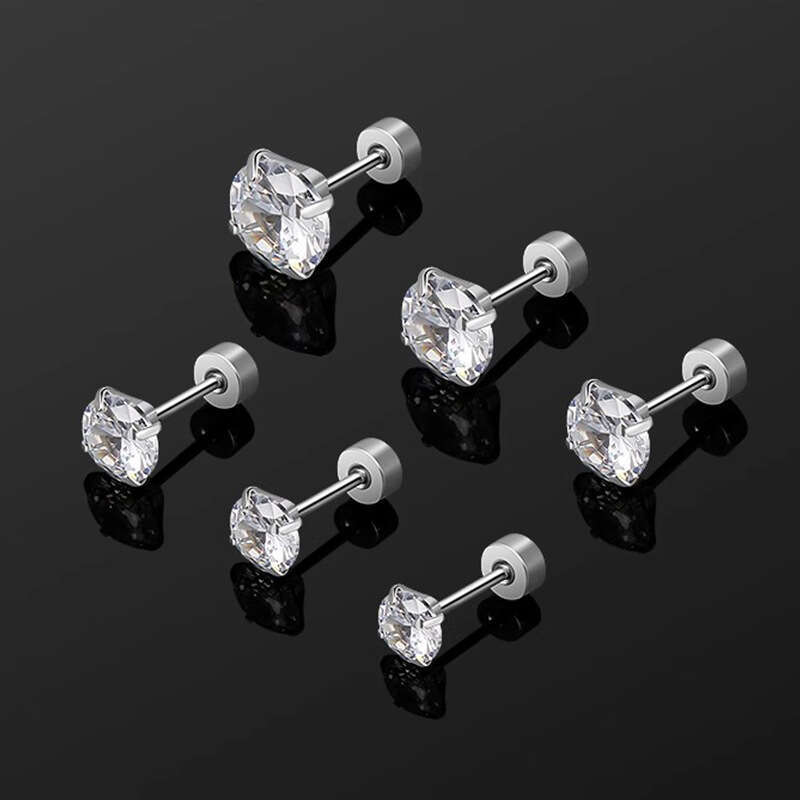 Medical grade titanium steel Huazi for women with flat bottomed thread super sparkg zircon ear bone studs. Washable, non removable, and colorfast earr