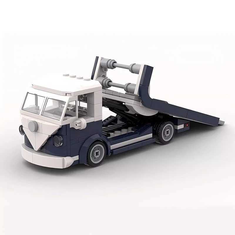 Bricklink Technical Car 10220 Creative VW T1 Mini Scale Tow Truck 6 Stud Vehicles Speed Champions Building Blocks Kid Toys GiftXJ241203