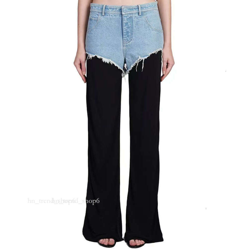 mugler pant Jeans Women's Designer Split Legless Skinny Pantyhose Jeans Tops Sexy Slim Women's Tops Sets Branded Women's Embroidery Mug