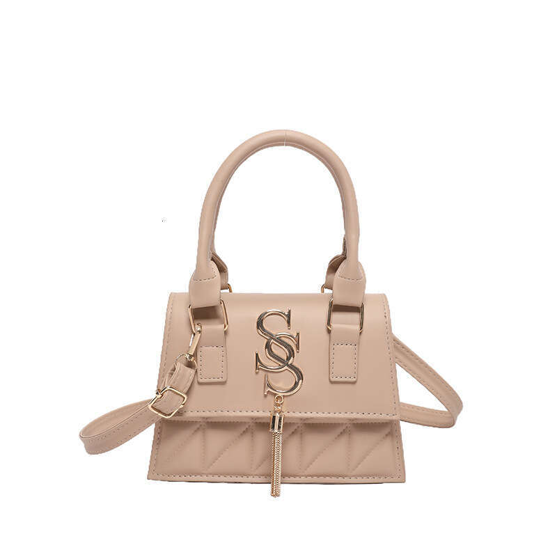 High beauty diamond grid embroidery thread handbag 2024 new fashionable letter tassel crossbody single shoulder bag
