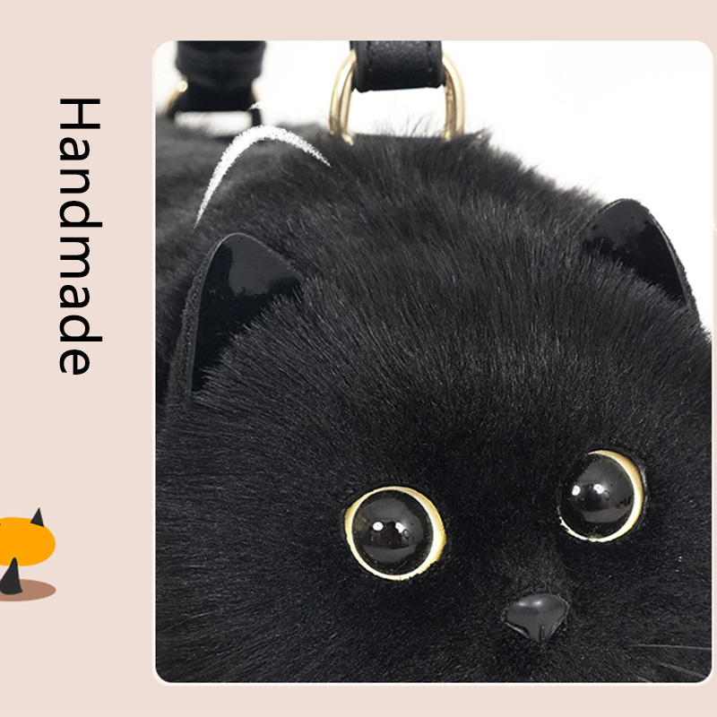 Free Shipping Mini Cute Black Cat High Quality Designer Leather Handbag Fashion Women's Crossbody Bag