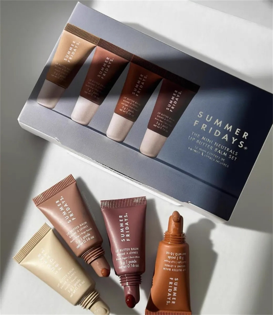 Butter Balm Set 4pcs Summer Fridays gloss 5g Mini Makeup Gift Box Kit Moisturize Jelly Oil Lipsticks Vanilla Beige Iced Coffee Brown Sugar Lip Care