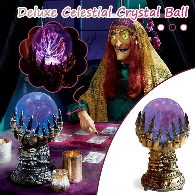 Luminous Halloween Crystal Ball Creative Magic Skull Finger Luminous Plasma Ball Ghost Home Party Decoration 241127
