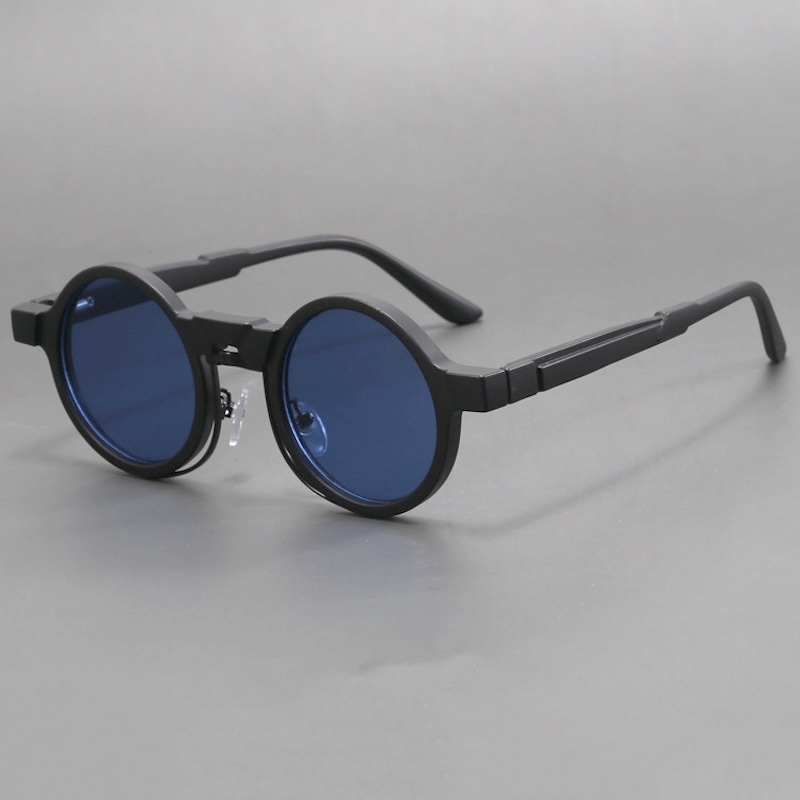 Steampunk Round Sunglasses Men Pilot Black Women Personalized Design Vintage Retro Rectangle Goggles Gothic Y2K Futuristic a Pilot with Cool Cyberpunk
