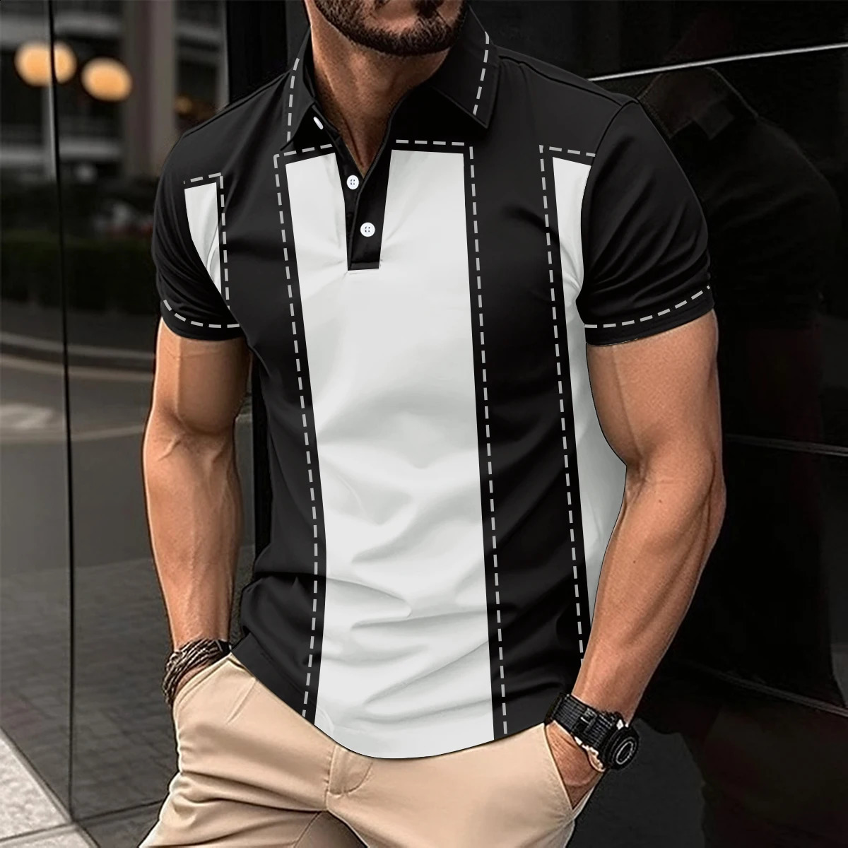 Mens T-shirt Polo Shirt Business Casual Shirt Short Sleeve Fashion Summer Novel 241203