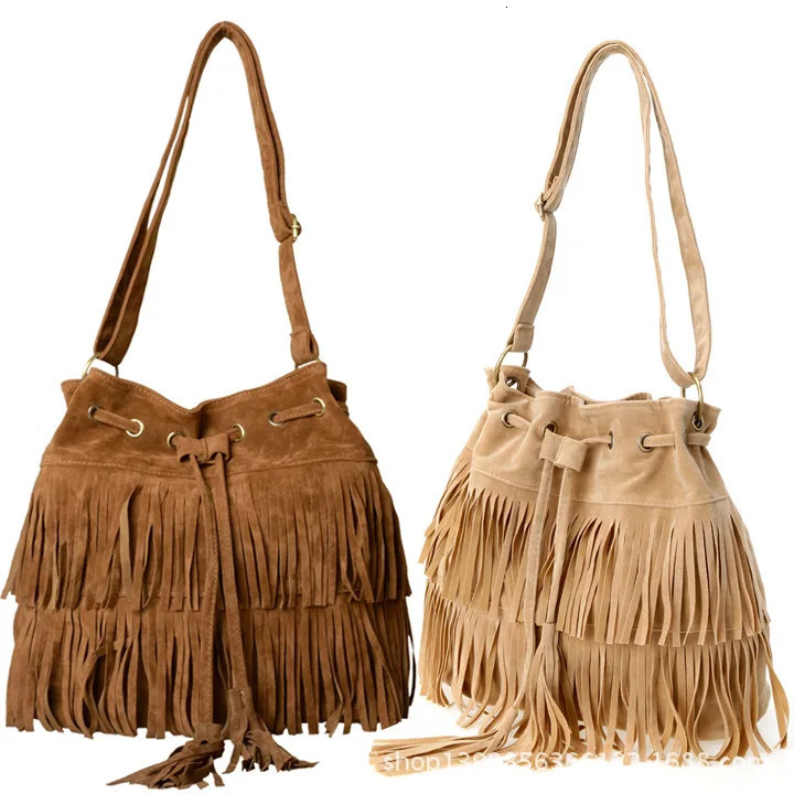 2025S New Free Shipping Designer Bag Bolsos Artificial Suede Edge Tassel Womens Shoulder Messenger Retro Style Girl Cross Body Bag Unprinted Bolso Fle