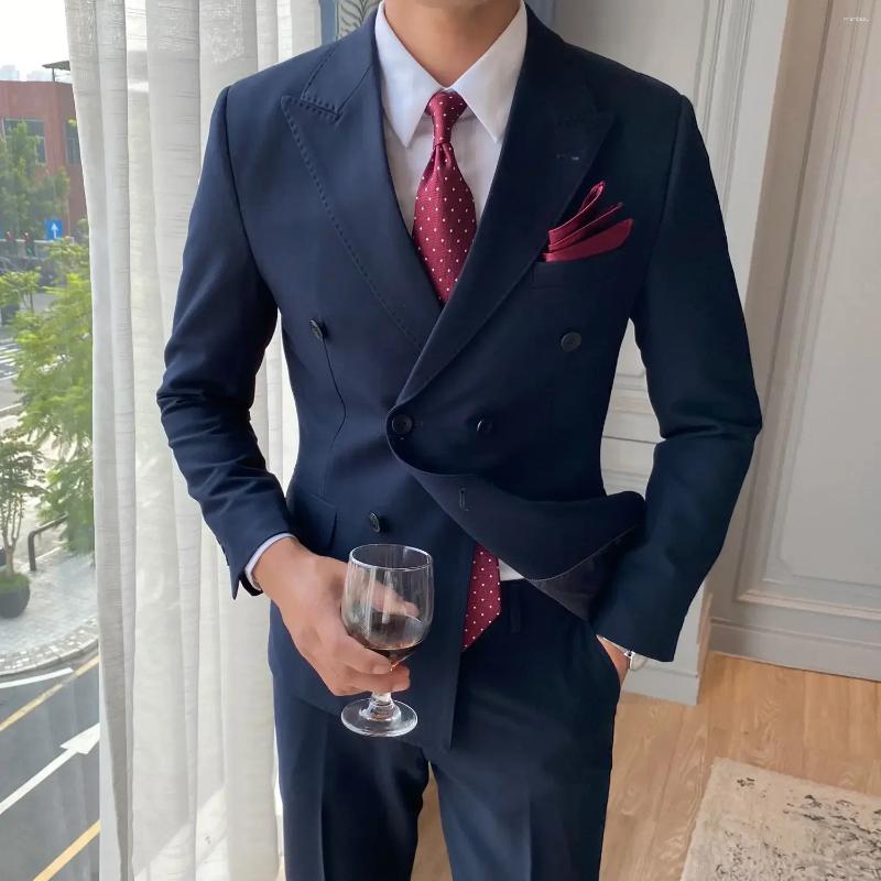 Men's Suits Business Formal Korean 2 Piece Outfit Set Man Dress Full Suit For Men Fashion Classic Trends Clothing Gentleman Blazer