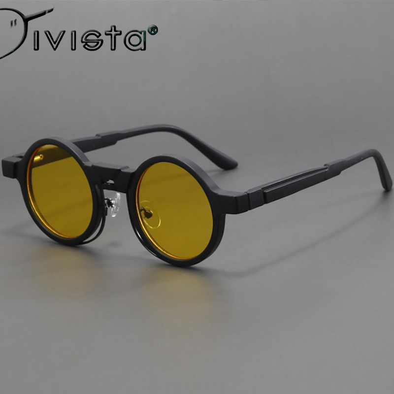 Steampunk Round Sunglasses Men Pilot Black Women Personalized Design Vintage Retro Rectangle Goggles Gothic Y2K Futuristic a Pilot with Cool Cyberpunk S231 IVSTA