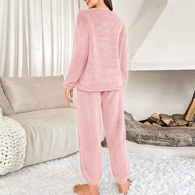 Designer's and winter warm autumn long sleeved pants set for women's home wear plus fat pajamas casual