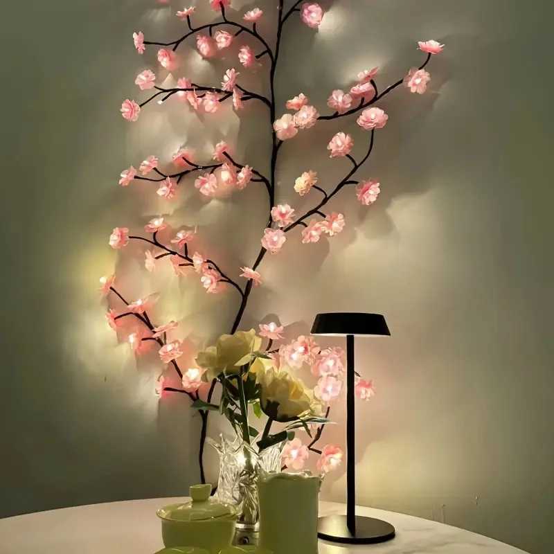USB Powered Cherry Blossom Branch Lights 8 Modes 96LEDs String Lights for Living Room Bedroom Wedding Christmas Holiday Decor Z241203