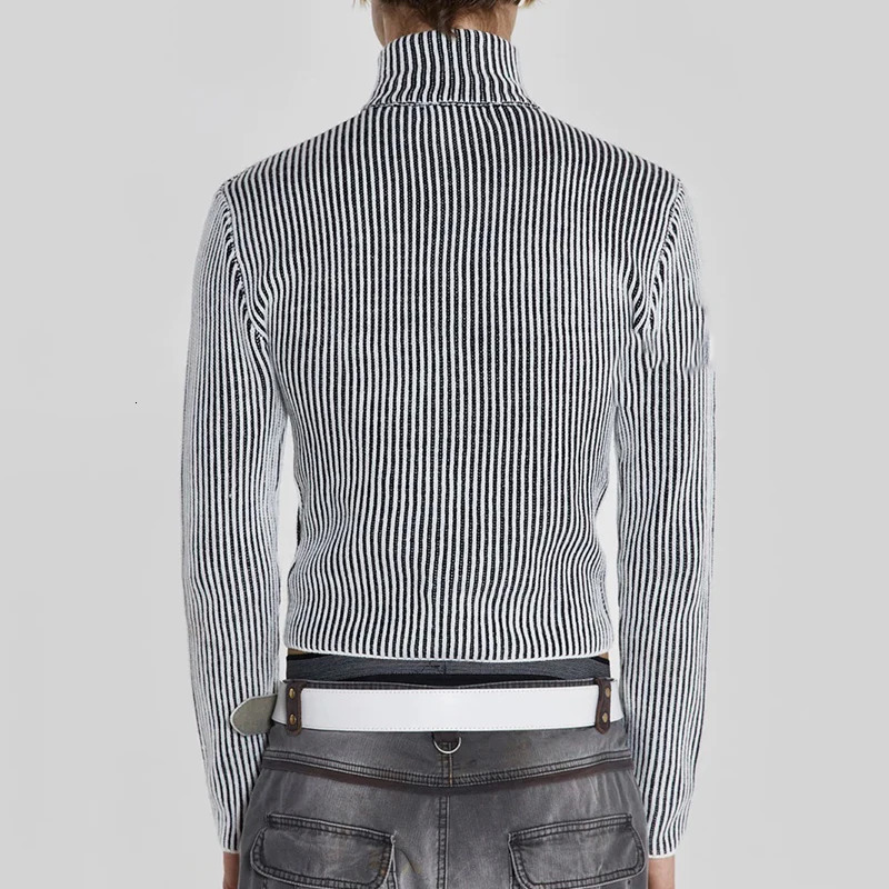 IEFB mens sweater mens knitted tie dye long sleeved pull-out turtle neck top zipper cardigan autumn/winter 9C3482 241202