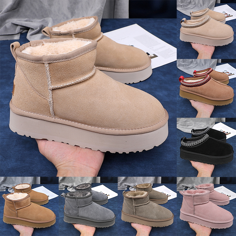 Designer Boots Men Women Classic Ultra Mini Platform Boot Sheepskin Tasman Fur Slides Tazz Slippers Chestnut Sand Mustard Seed Ankle Boots Size 3