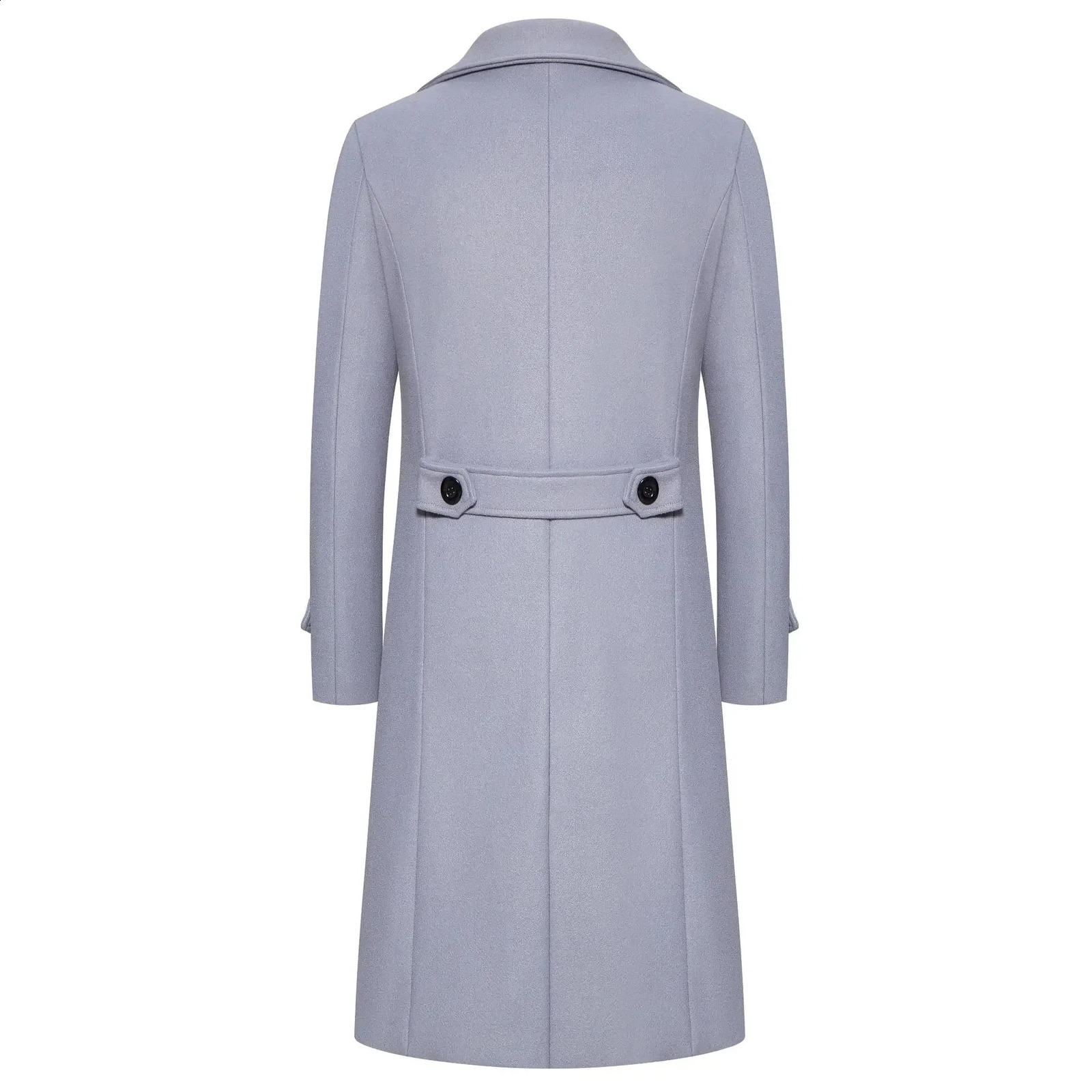 Mens autumn/winter double row button wool jacket long sleeved casual trench coat smooth silhouette coat 241203