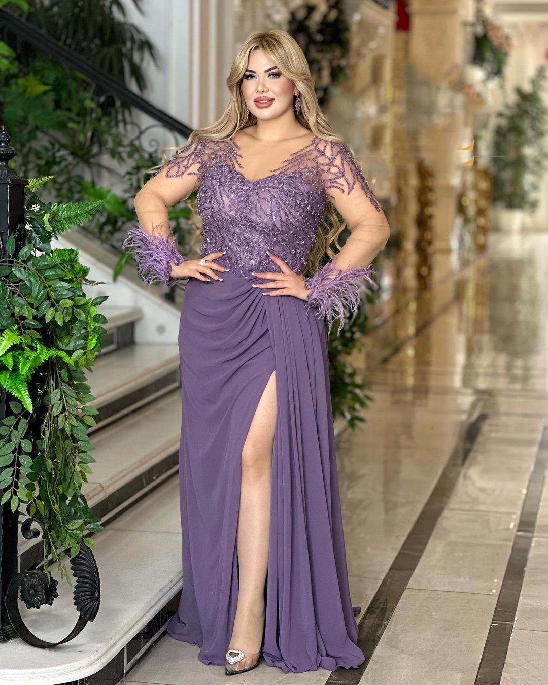Prom Party Gown New Evening Dresses Plus Size Formal Custom Applique Illusion Long Sleeve High Neck Beaded Mermaid Satin Sequins bc19819