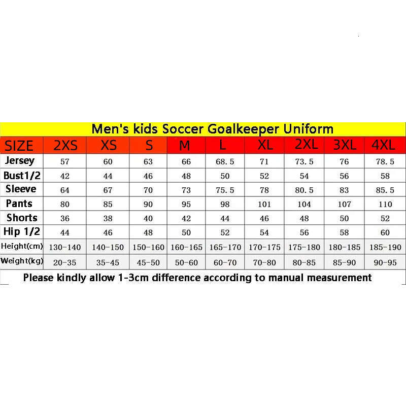 2025 Adult Kids Football Goalkeeper Jerseys Custom Men Soccer Goalie Tracksuit Long Sleeve Uniform Boy Gatekeeper Outfit
