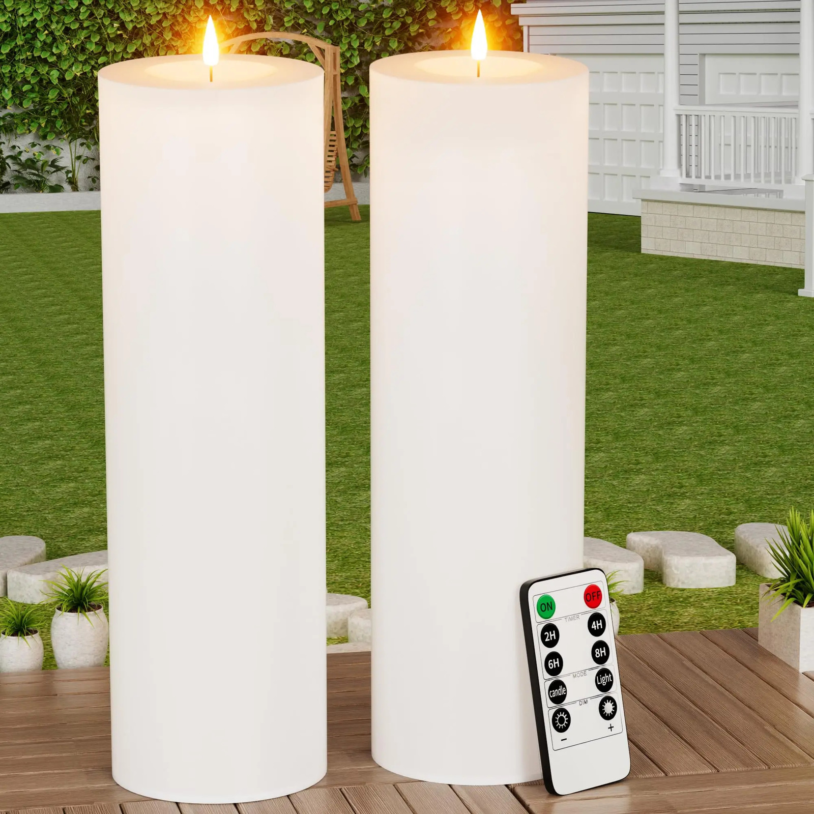 LED Large Electronic Candle Light Waterproof Flashing LED Flameless Candle Christmas Courtyard Simulated Column Candle 241203