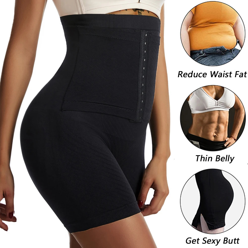 Women Firm Tummy Control with Hook Butt Lifter Shapewear Panties High Waist Trainer Body Shaper Shorts Female Slimming fajas y241121