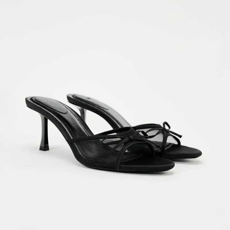 Fem sandals open toe H plus size 2024 summer girl peeing Cfort spring rice color slim high heels Fl Y241203