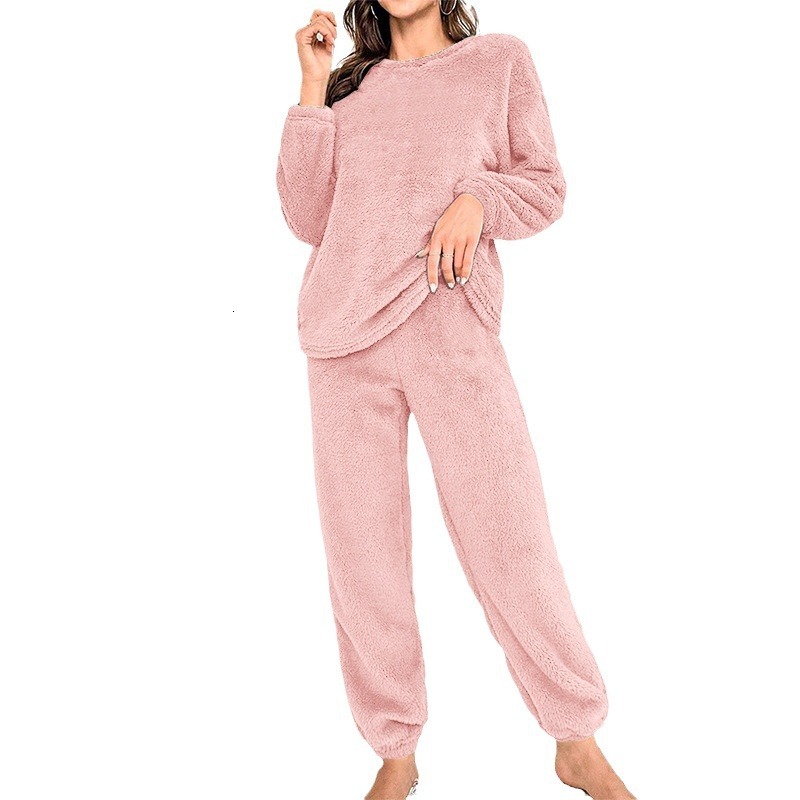 Designer's and winter warm autumn long sleeved pants set for women's home wear plus fat pajamas casual