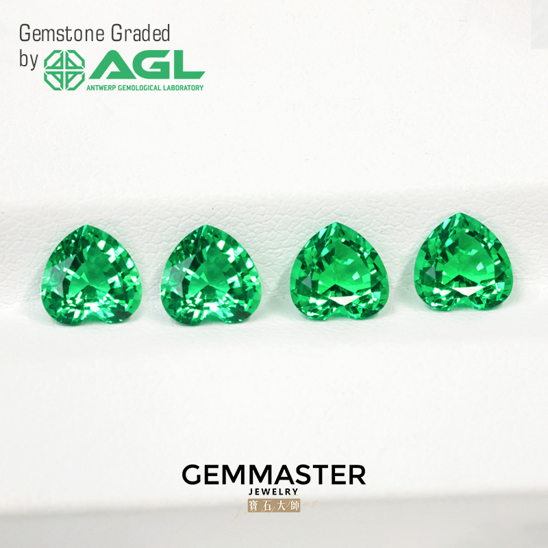 Heart Lab Grown Emerald VVS VS Verdant Green Muzo Green Loose Emerald With AGL certificate Lab Emerald Custom Ring Earrings