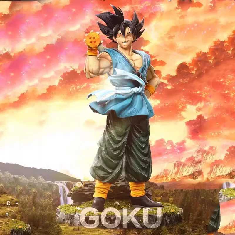 Action Toy Figures 41cm Anime Dbz Son Goku Statue 4-star Crystal Happy Character Pvc Series Model H241203
