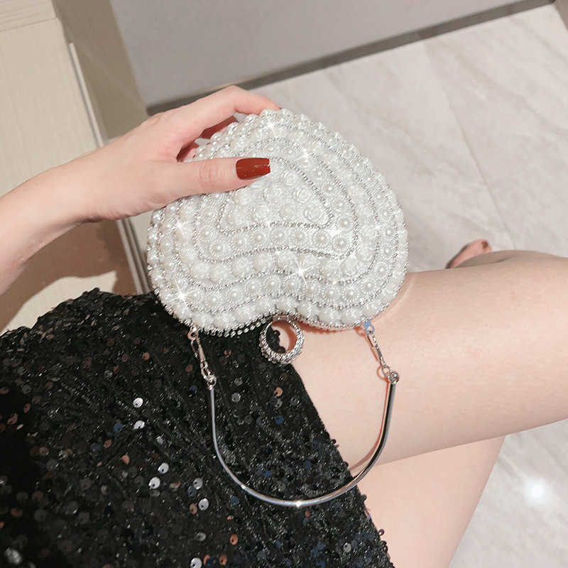 Pearl Water Diamond Handheld Bag, Love Small Bag, Female Handheld Rose Girl Bag, Fairy Vacation Bag, Diagonal Straddle Girl Bag