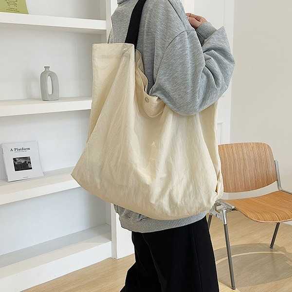 Ins Nylon Shopping Bag Large Capacity Lightweight Foldable Handheld Large Bag Women's Versatile Casual Single Shoulder Tote Bag 241203