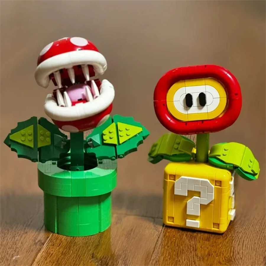 Free shipping Cannibalism Plant Toy Model Flame Flower Assembly Building Block Set Brick MOC Educational Desktop Ornament Kid Christmas Gift