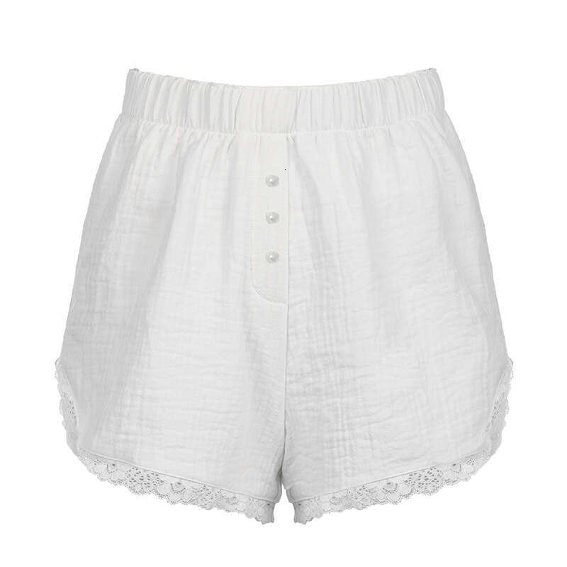 Women's summer striped woven elastic high waisted button loose casual comfortable basic shorts