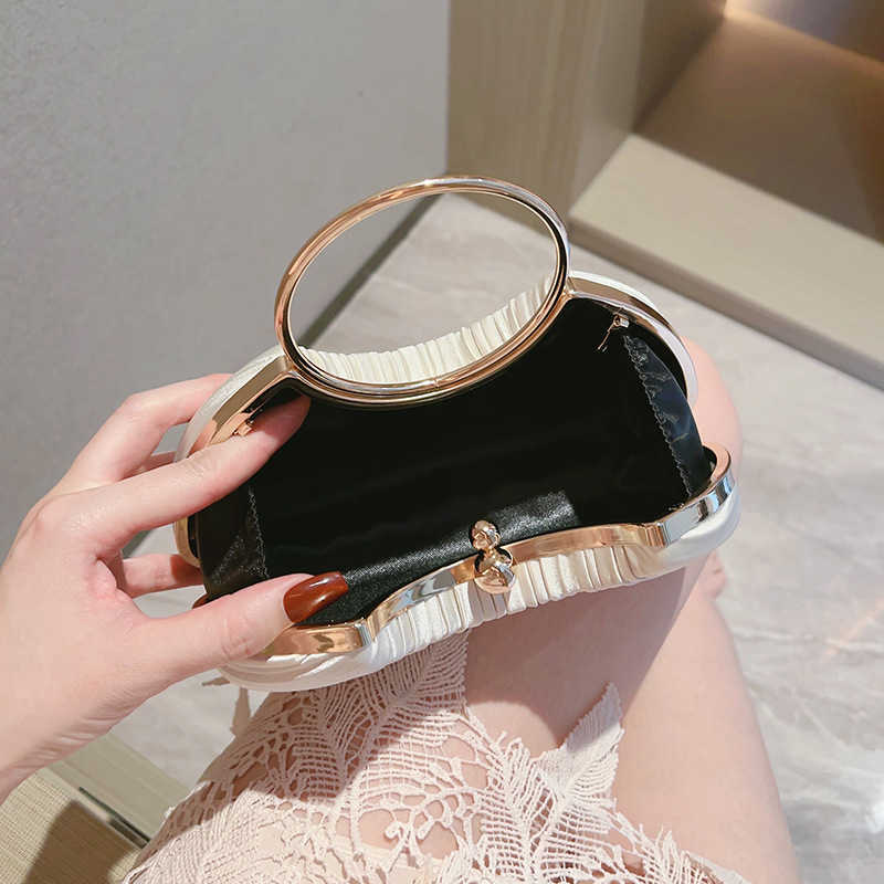 Fashionable Wrinkled Bag for Women 2024 New Circular Handbag, Evening Party Cheongsam Bag, Party Shoulder Crossbody Bag