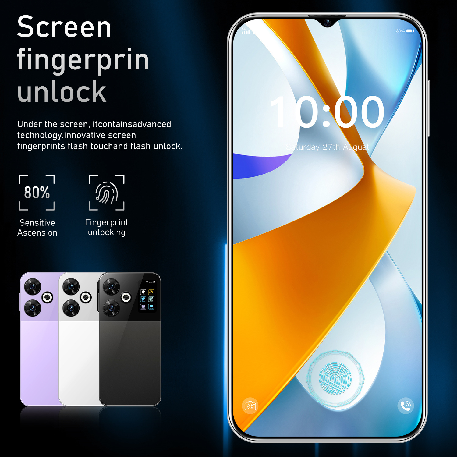 M6 Pro Android Phone 7.3-inch, Android 13 Snapdragon8 Gen 3 CPU,16GB+1TB Cell Phone,50MP+108MP Camera Pixels 8000mAh Battery 5G Dual SIM Card