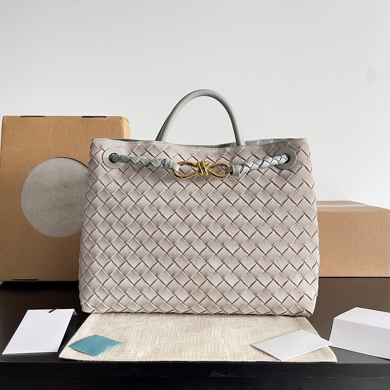 Designer Knitting Woven Top handle bag Large Brown Suede Tote Bag Handbag Crocodile leather with signature knot detail and sliding cross-body strap Mutil Size