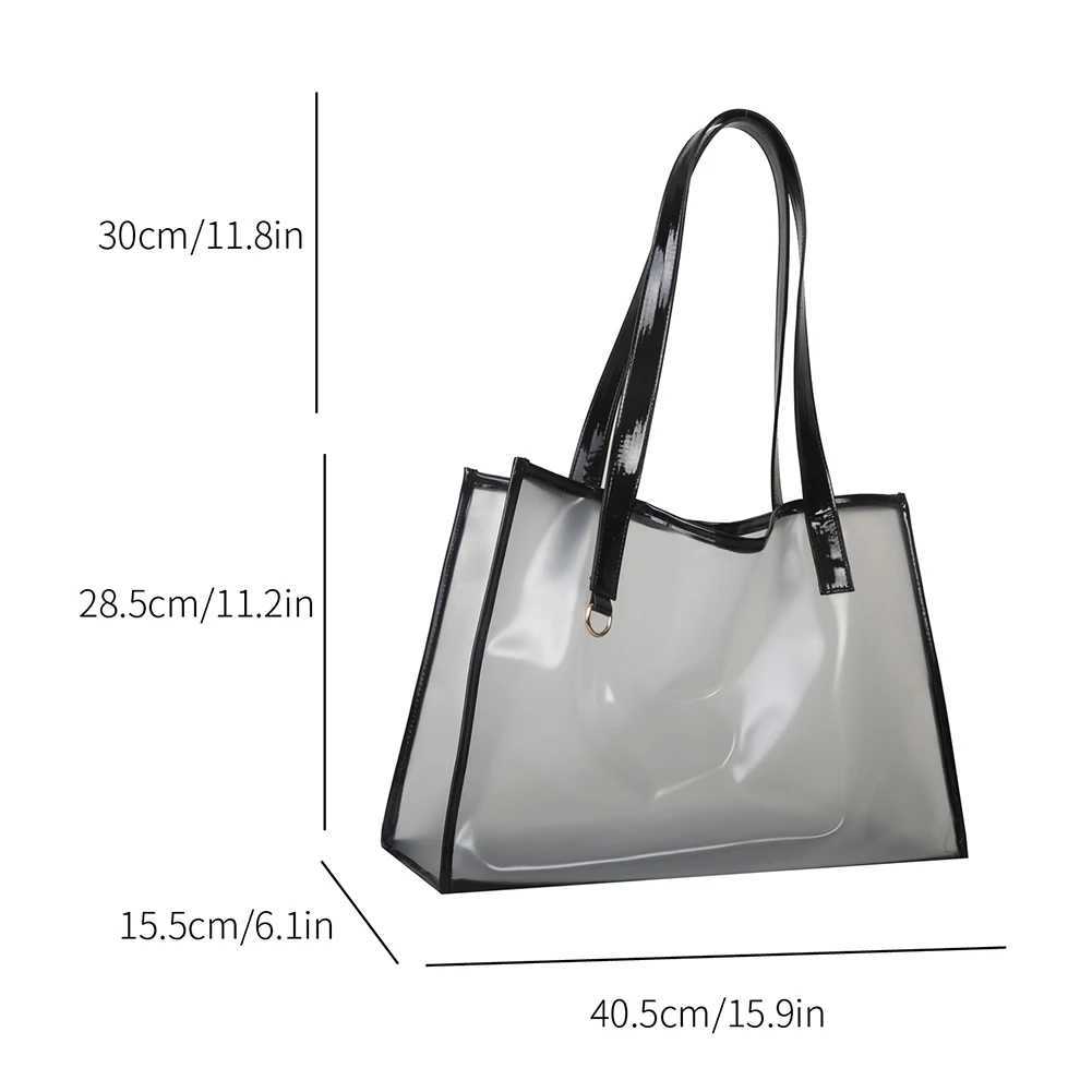 PVC Transparent Waterproof Travel Storage Bag for Women Handbags Large Bag Casual Shoulder Bags Summer Beach Shopping Bag 241203