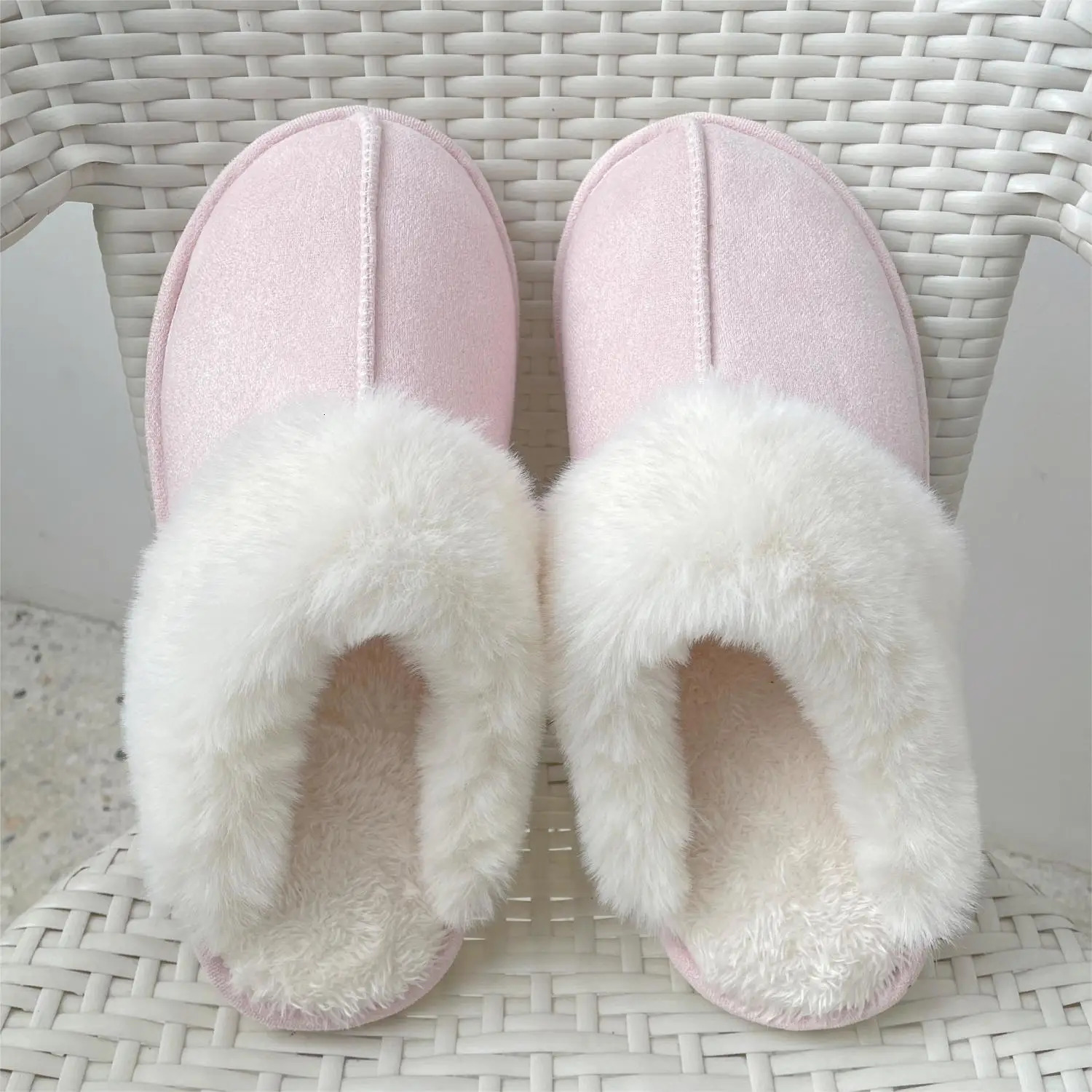 2024 autumn and winter plush home cotton slippers high-end couple senior shoes large womens shoes 241203