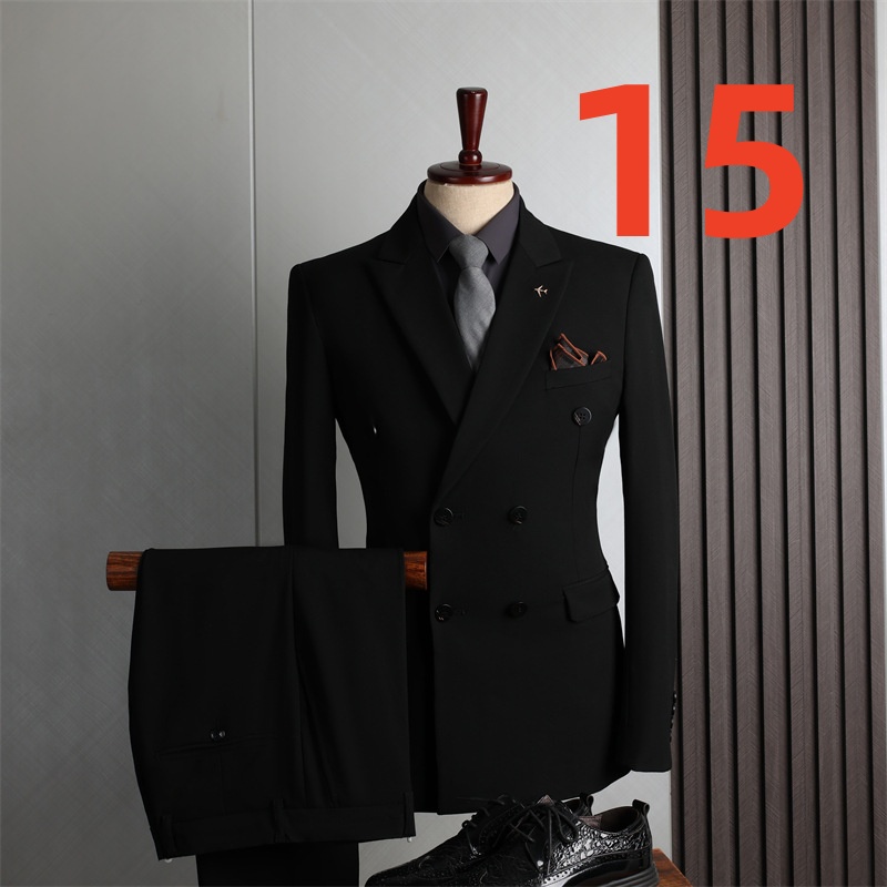 k1432 Men's Slim Single-Breasted Suit with Stand Collar Embroidery for Weddings