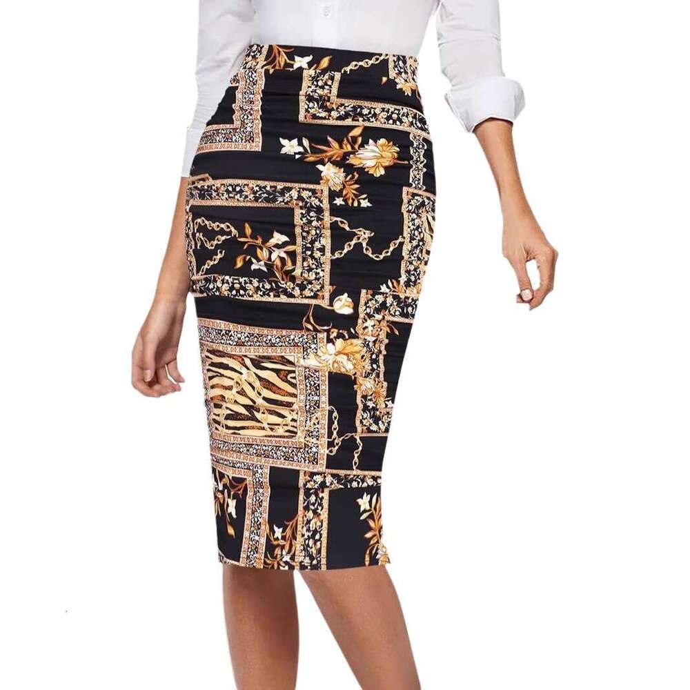 2024 Shein new women's leopard print sexy style high waisted hip hugging long skirt