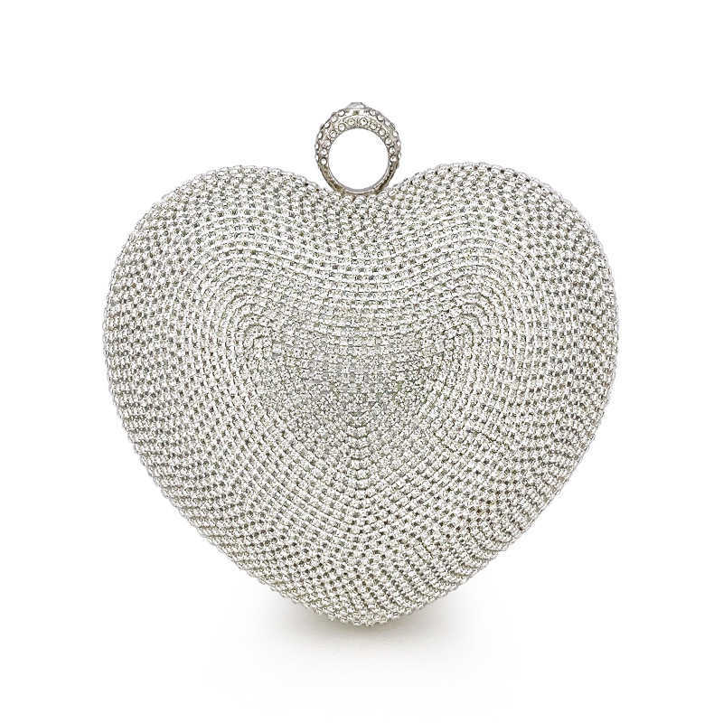 Love Diamond Small Bag Water Diamond Handbag Banquet Bag with Diamond Shining Handbag Women's Banquet Wedding Bag