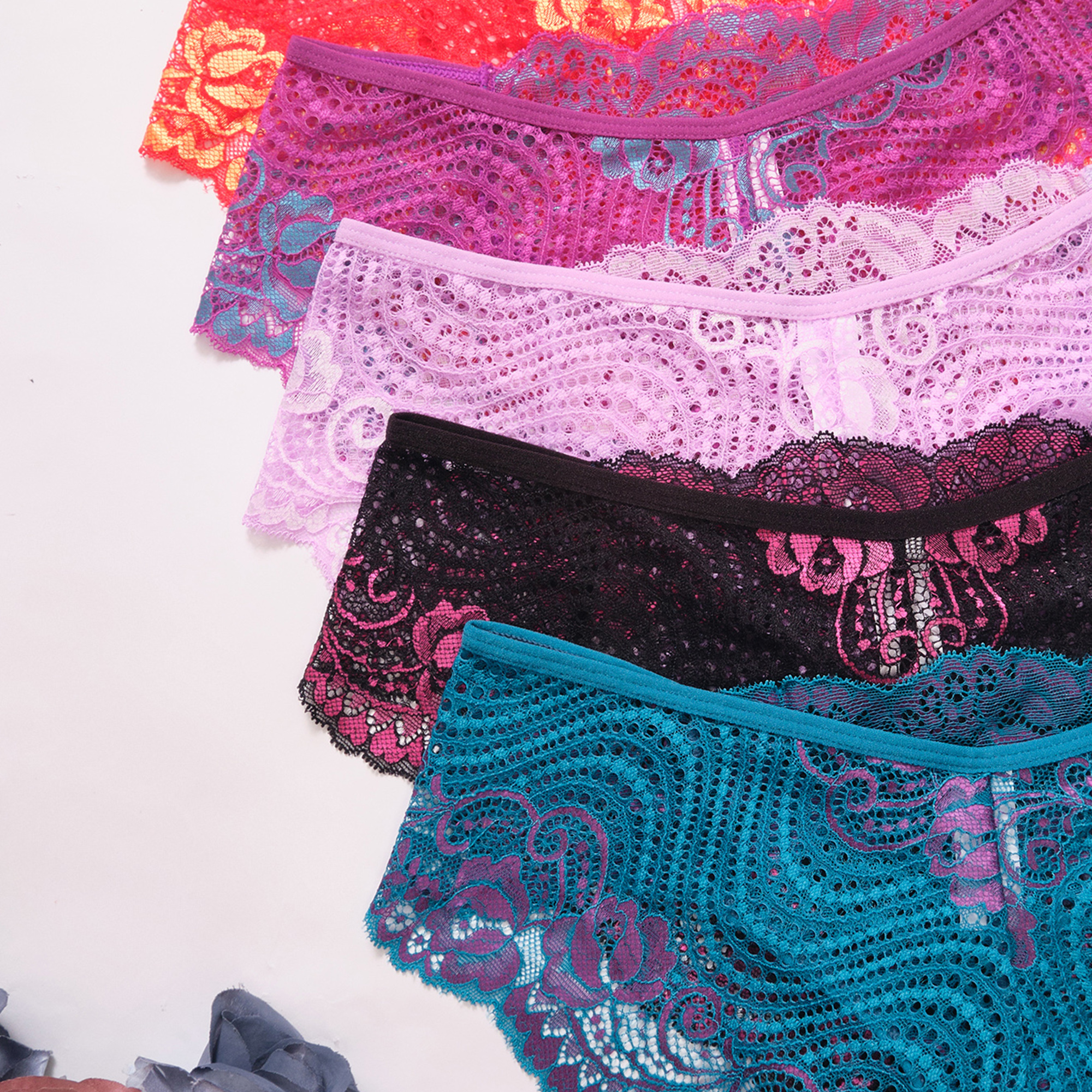 5 Pack Lace Underwear for Women Sexy Cheeky Panties Seamless Women's Underwear Hipster Ladies No Show Breathable Bikini