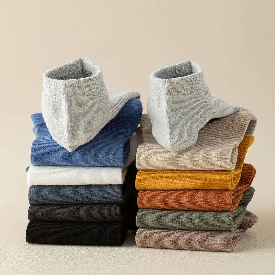 95 Combed Cotton Socks Men Business Dress Short Soft Breathable Spring Summer Colorful Sock For Man 5PairsLot Ankle 241202