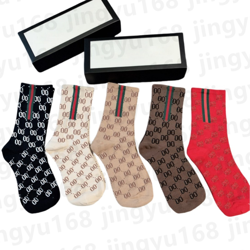 Designer Mens Womens Socks Five Pair Luxe Sports Winter Mesh Letter Printed Sock Embroidery Cotton Man Sock With Box