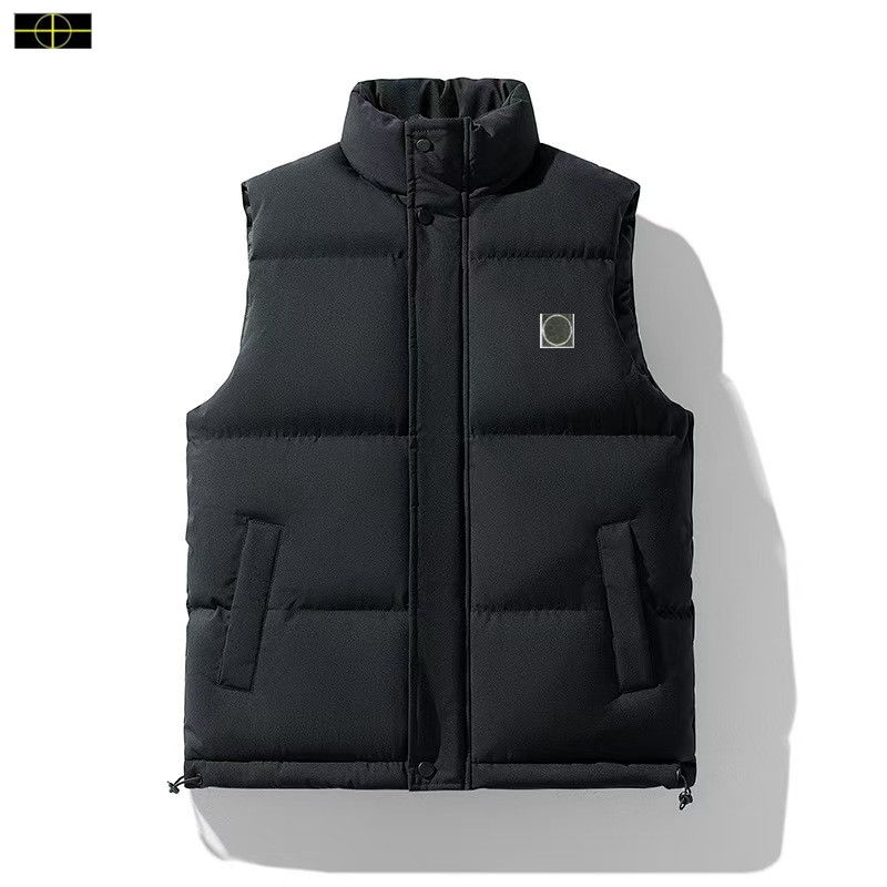 New Stones Cotton Jacket Men's and Women's Same Style Islands Collar Large Size Winter Thick Vest Men's Coat Top -12-0-3