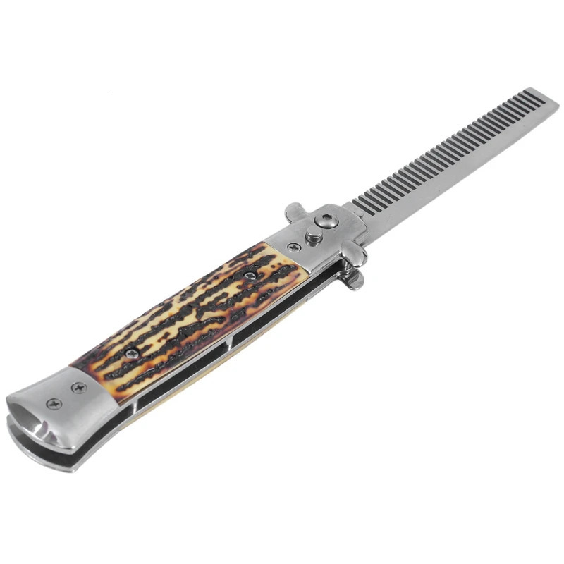 1 piece of automatic stainless steel comb folding knife brush hair trimmer accessories butterfly mens pocket X251110