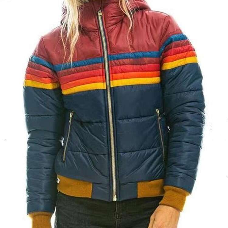 2020 European American women's casual hooded printed short cotton jacket 2024 new style chic and elegant clothing