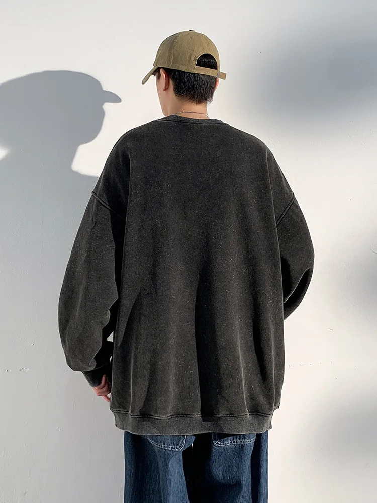 360G Heavy Cotton Oversized Sweatshirts MenWomen Korean Fashion Couples Crew-Neck Vintage Washed Y2K Hoodie Loose Pullover Tops 241202