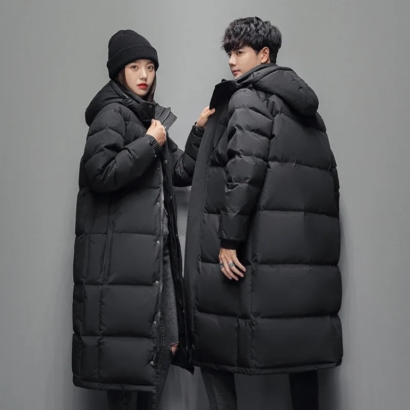 Winter Down Jacket Mens and Womens Long Cross Knee Thickened Warm Couple Trendy Coat w241112