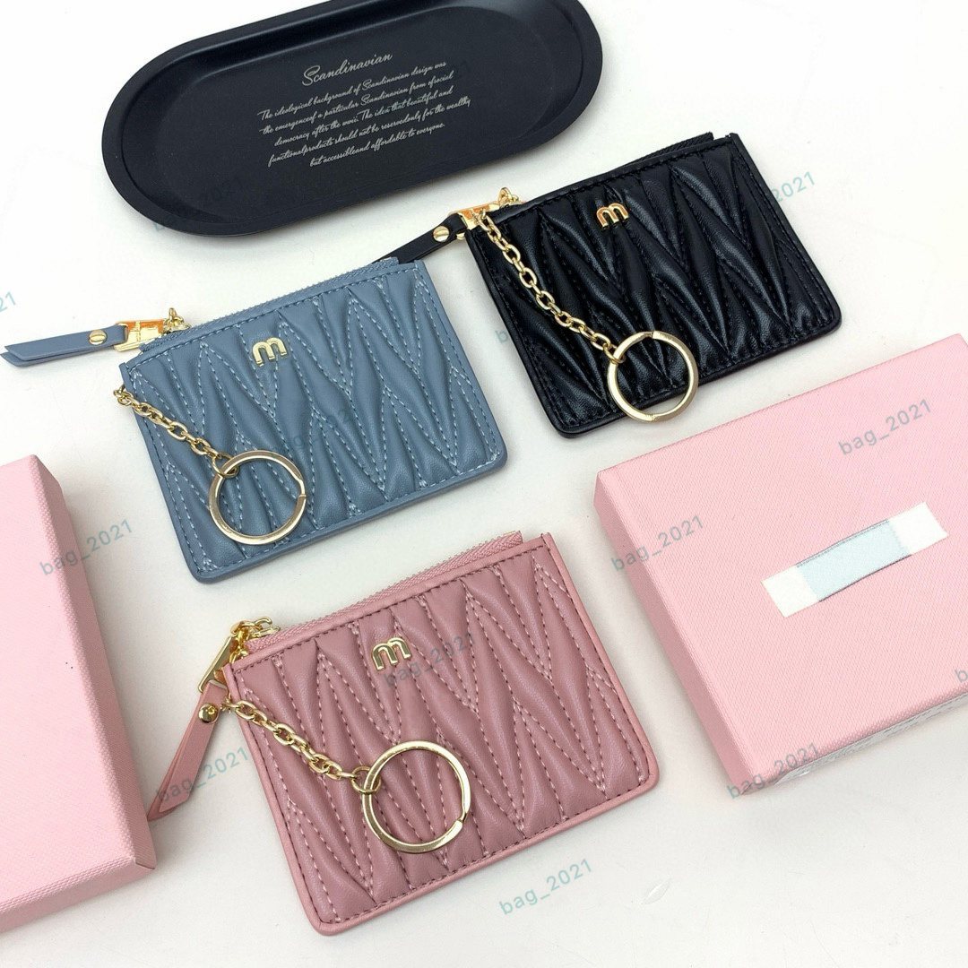 Designer Zippy Coin Purse Card Holder Mini Wallet Clutch Women Matelasse Nappa Leather Key Purse Pouch Id Card Cover Case Luxury Pleated Money Bags Purse Cardholder