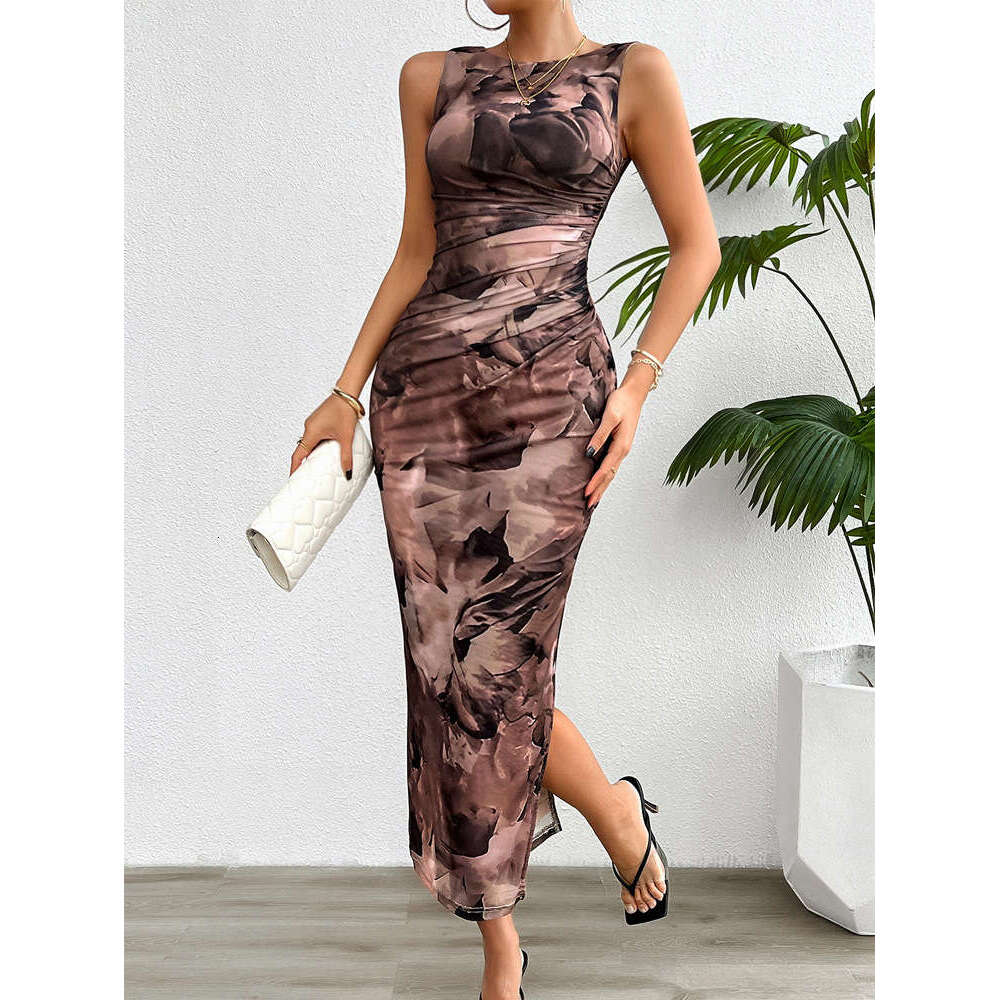 Women's TemuShein2024 Spring/Summer Elegant Slim Fit Sleeveless Dress