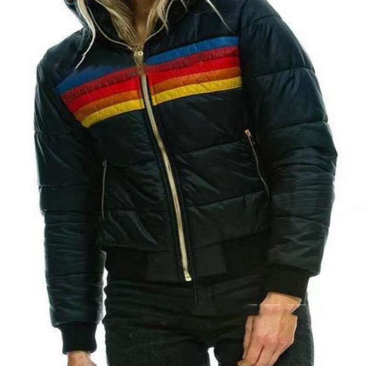 2020 European American women's casual hooded printed short cotton jacket 2024 new style chic and elegant clothing